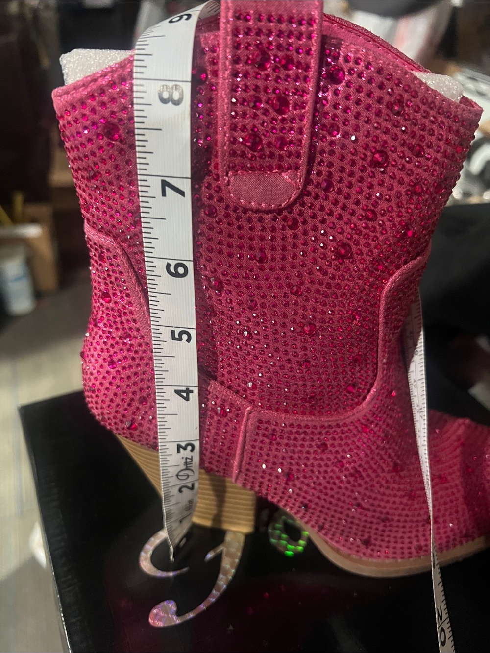 Pink Rhinestone Ankle Boots - Picture 6 of 6